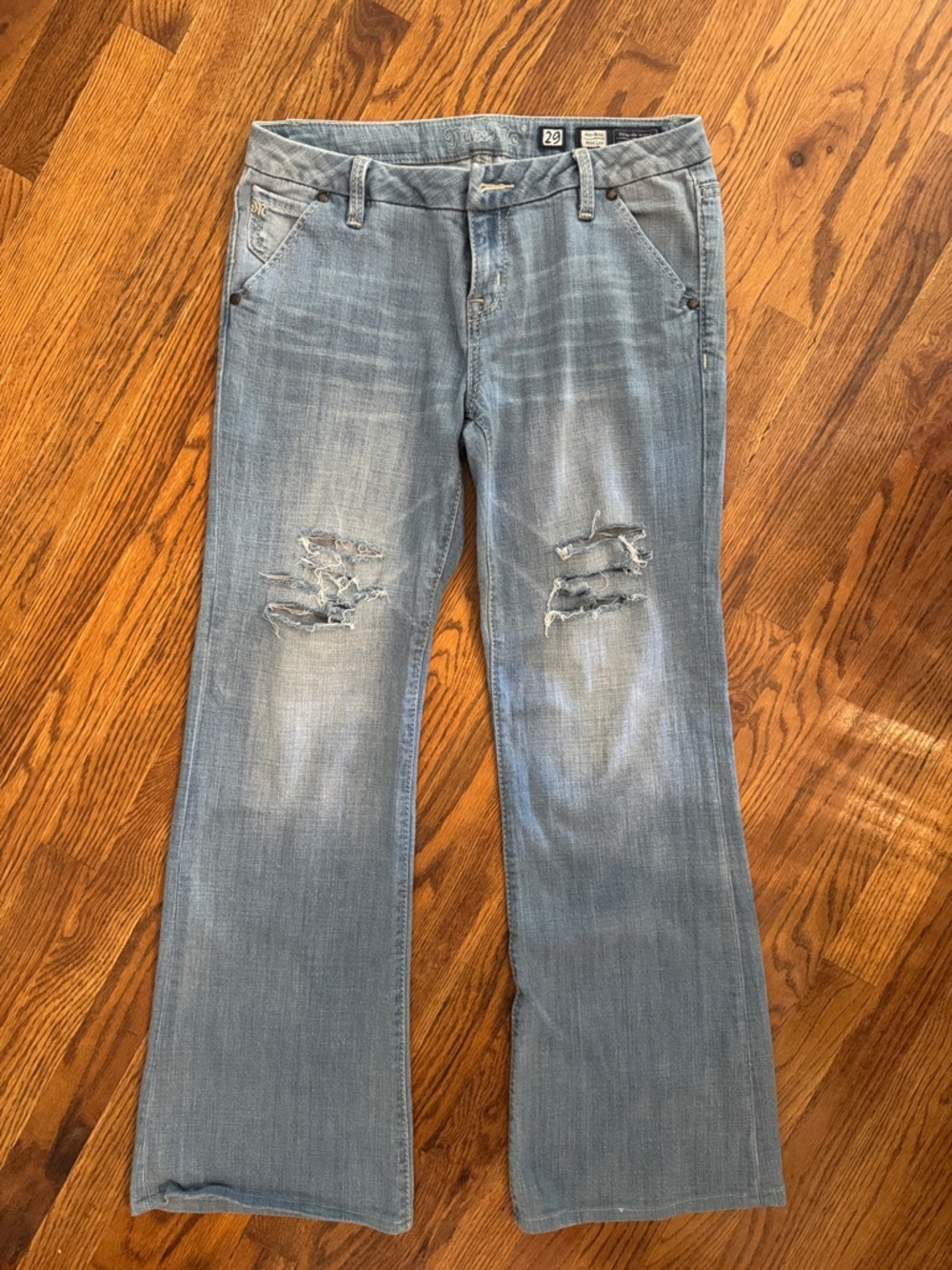 Miss Me Silver Jeans Light Blue Distressed Flare Jeans